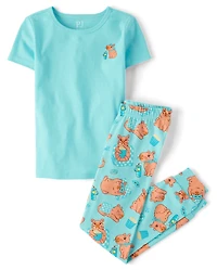 Girls Capybara Snug Fit Cotton Pajamas