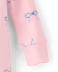 Baby And Toddler Girls Bow Snug Fit Cotton Footed One Piece Pajamas