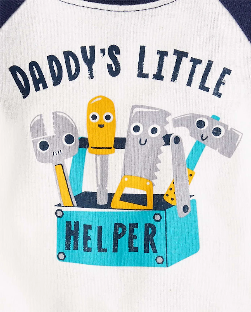 Baby And Toddler Boys Daddy's Little Helper Snug Fit Cotton Pajamas Pack 2-Pack