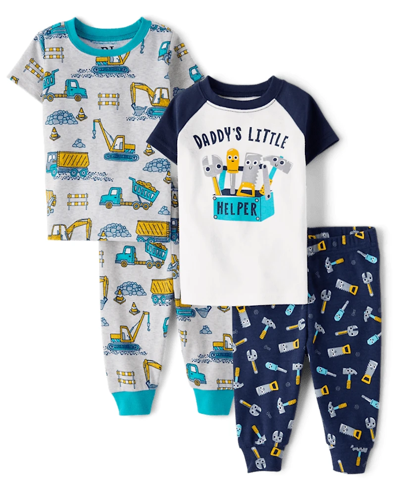 Baby And Toddler Boys Daddy's Little Helper Snug Fit Cotton Pajamas Pack 2-Pack