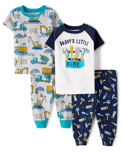 Baby And Toddler Boys Daddy's Little Helper Snug Fit Cotton Pajamas Pack 2-Pack