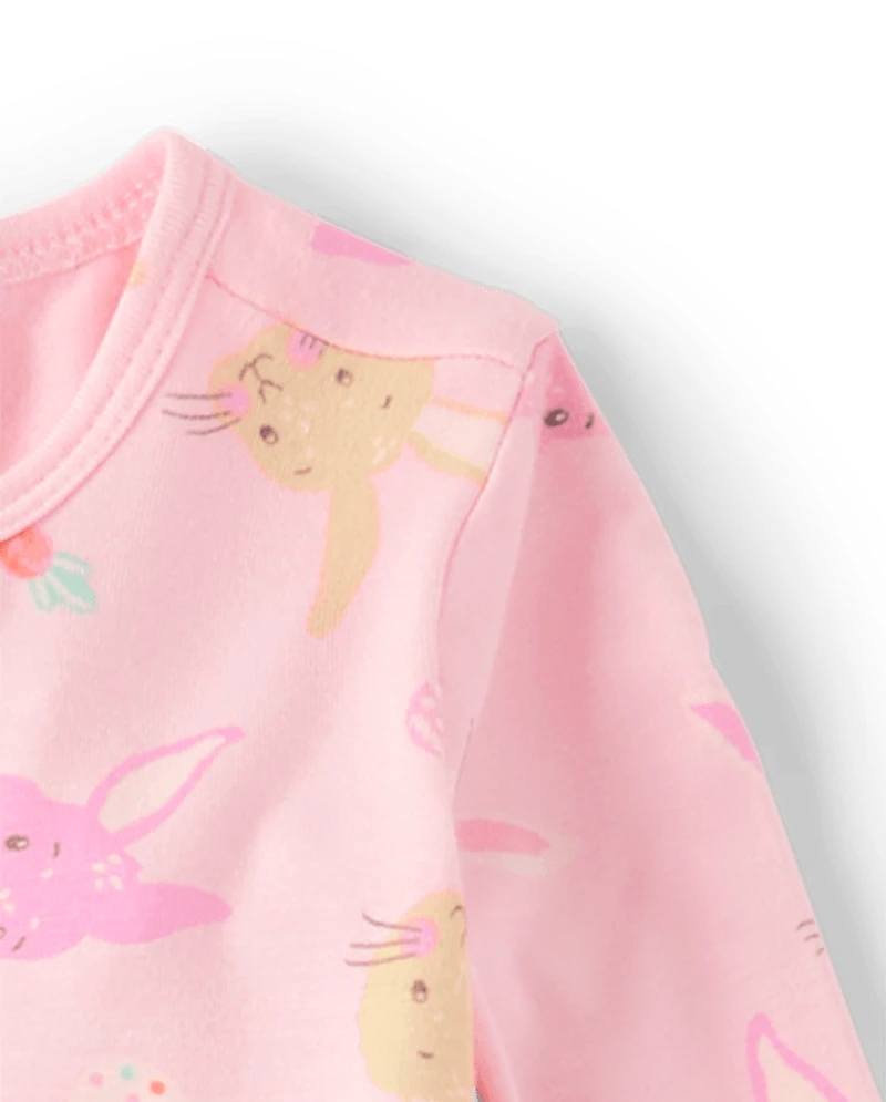 Baby And Toddler Girls Matching Family Easter Footed One Piece Pajamas - Super Soft