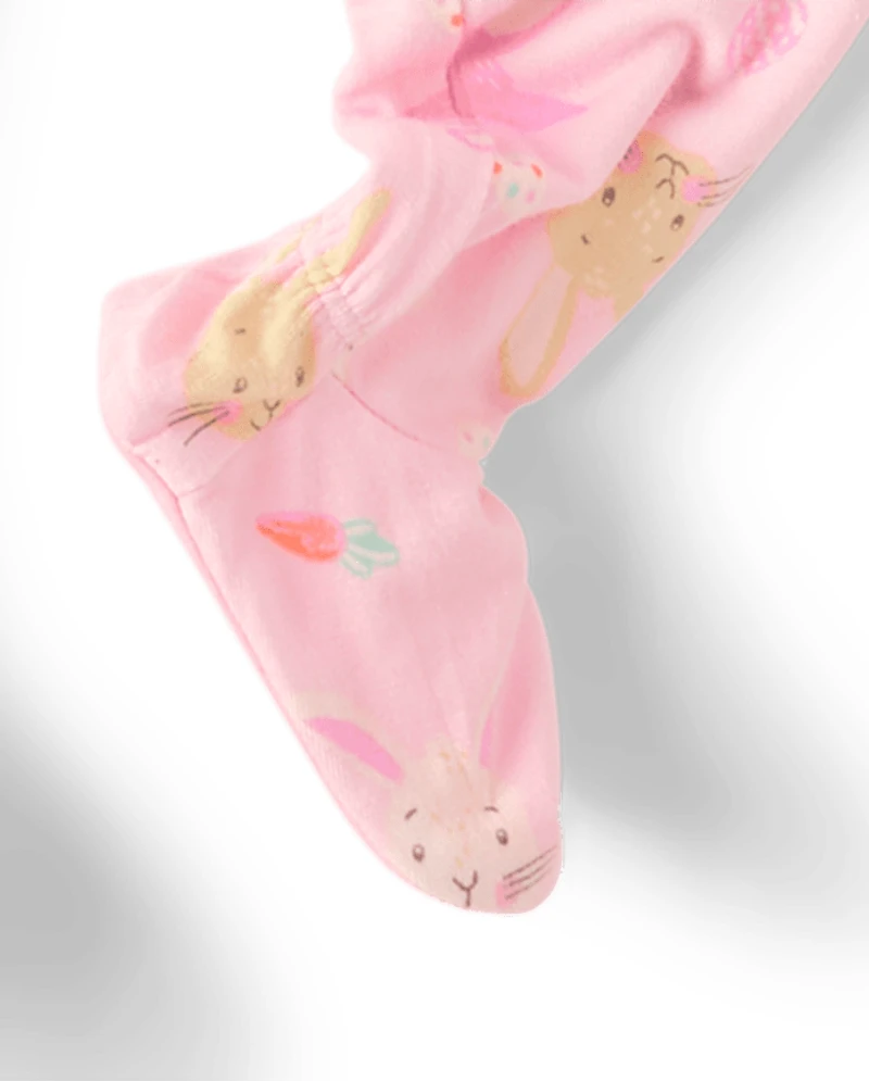 Baby And Toddler Girls Matching Family Easter Footed One Piece Pajamas - Super Soft