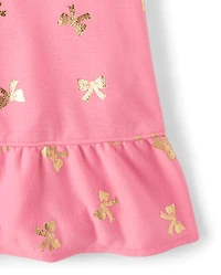 Girls Foil Bow Ruffle Nightgown