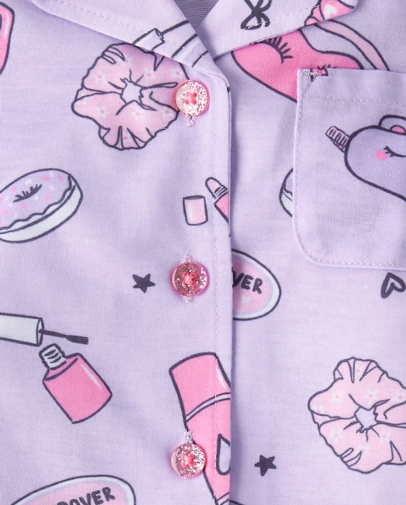 Girls Sleepover Button Front Pajamas