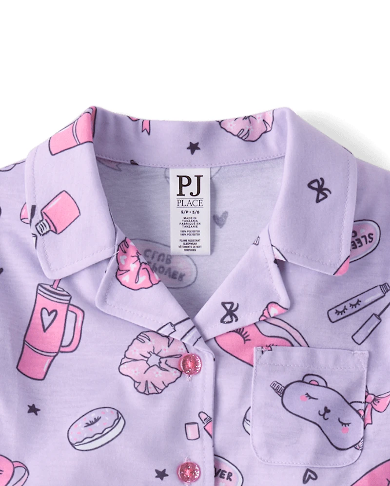 Girls Sleepover Button Front Pajamas