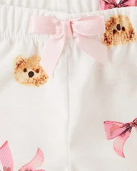 Baby And Toddler Girls Teddy Bear Bow Pajamas