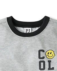 Boys Cool Emoji Plaid Pajamas