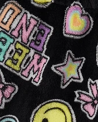 Girls Faux Patch Pajama Shorts - Cozy Fleece