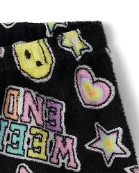Girls Faux Patch Pajama Shorts - Cozy Fleece