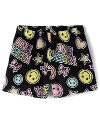 Girls Faux Patch Pajama Shorts - Cozy Fleece