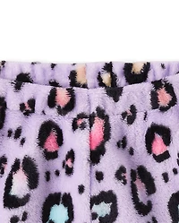 Girls Leopard Pajama Shorts - Cozy Fleece