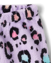 Girls Leopard Pajama Shorts - Cozy Fleece
