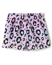 Girls Leopard Pajama Shorts - Cozy Fleece