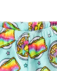 Girls Rainbow Breakfast Pajama Shorts - Cozy Fleece