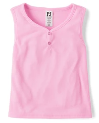 Girls Ribbed Henley Pajama Tank Top