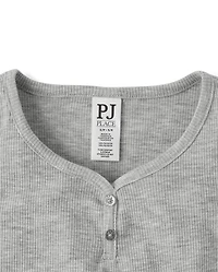 Girls Marled Ribbed Henley Pajama Tank Top