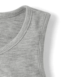 Girls Marled Ribbed Henley Pajama Tank Top