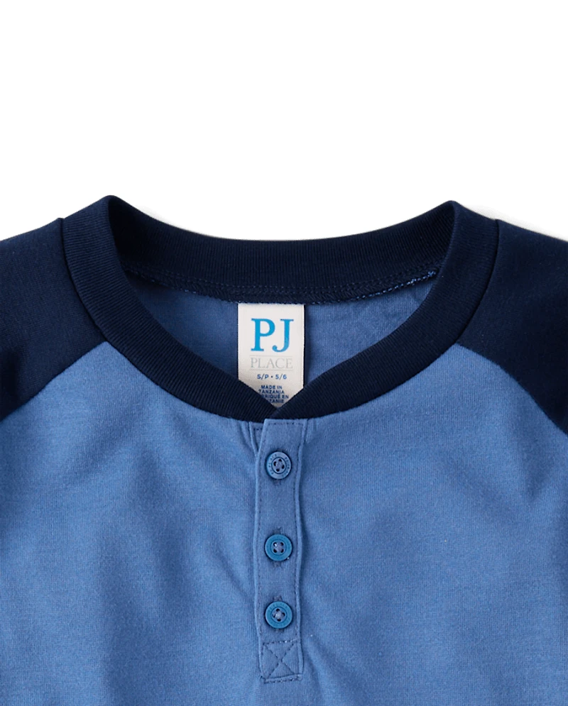 Boys Colorblock Henley Pajama Top