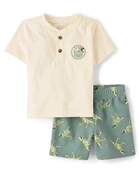 Baby And Toddler Boys Dino 2-Piece Outfit Set