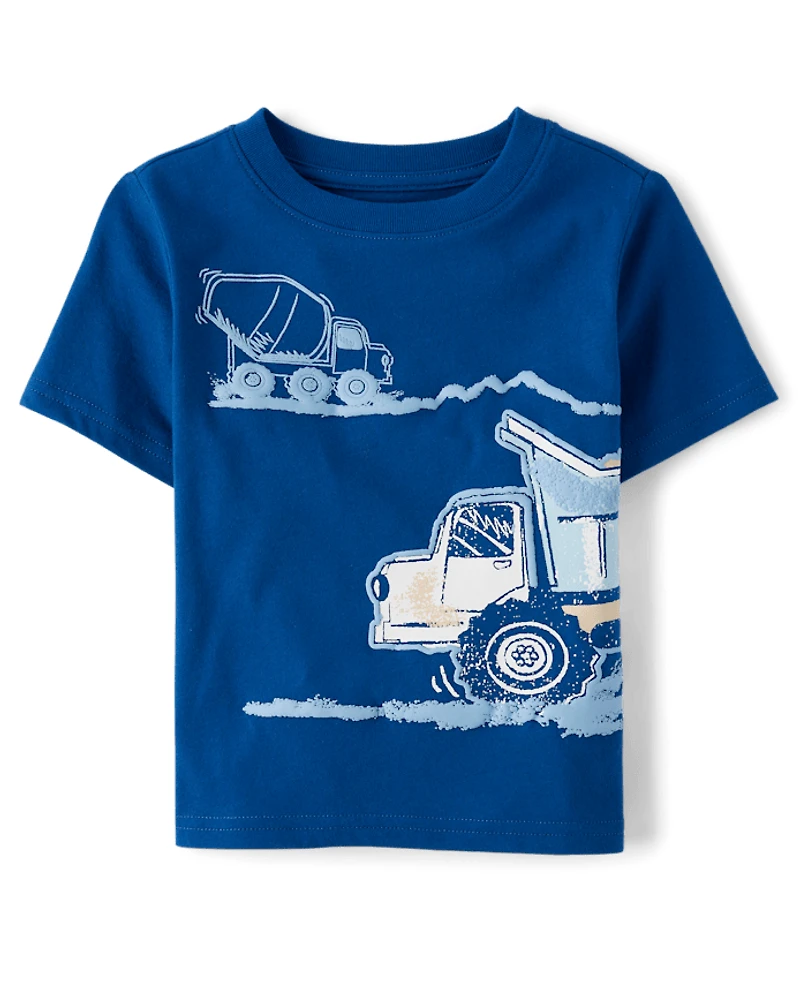 T-shirt à imprimé véhicules de chantier pour bébés et petits garçons