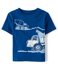 T-shirt à imprimé véhicules de chantier pour bébés et petits garçons