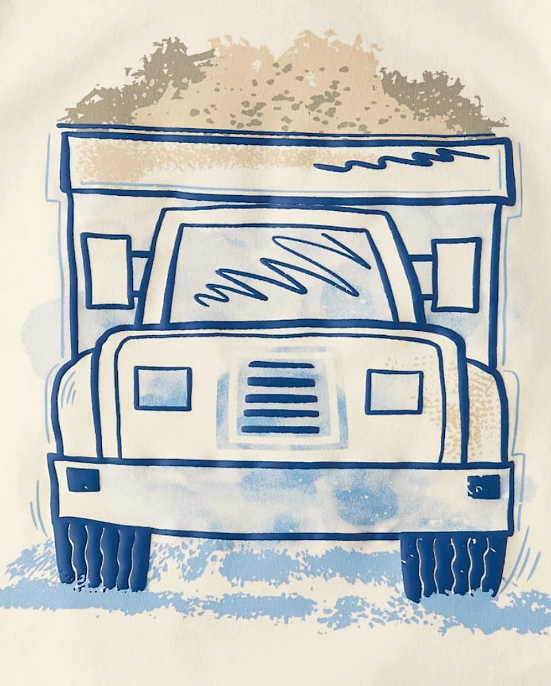 Baby And Toddler Boys Puff Print Construction Vehicle Tee