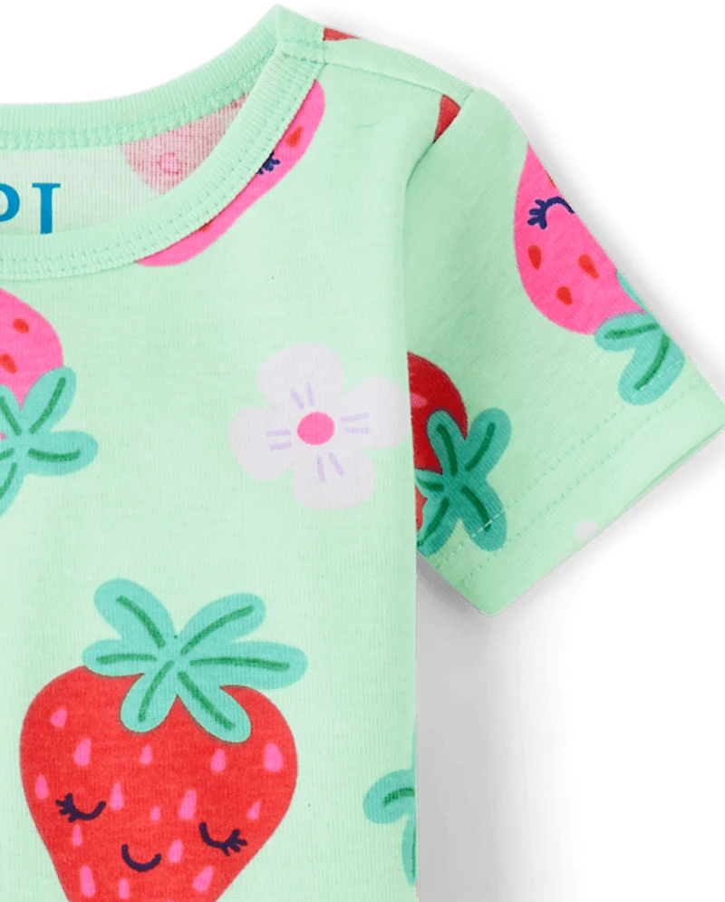 Baby And Toddler Girls Strawberry Snug Fit Cotton Pajamas