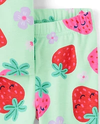 Baby And Toddler Girls Strawberry Snug Fit Cotton Pajamas