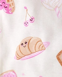 Baby And Toddler Girls Breakfast Snug Fit Cotton Pajamas