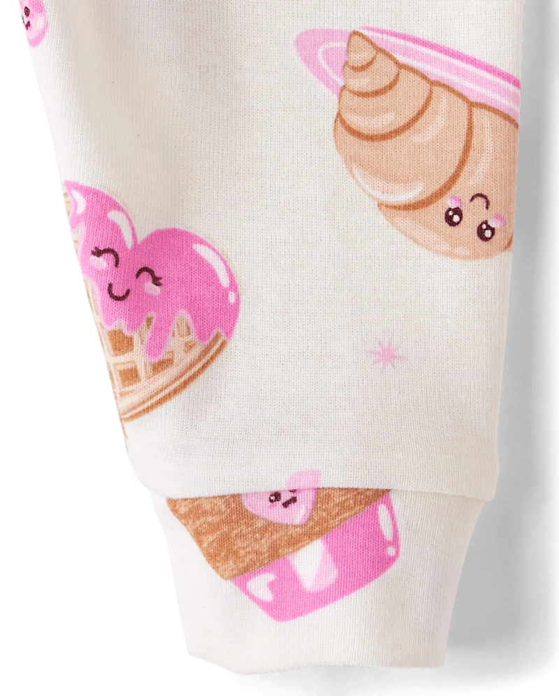 Baby And Toddler Girls Breakfast Snug Fit Cotton Pajamas