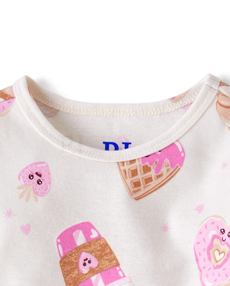 Baby And Toddler Girls Breakfast Snug Fit Cotton Pajamas