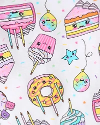Baby And Toddler Girls Birthday Dessert Snug Fit Cotton Pajamas