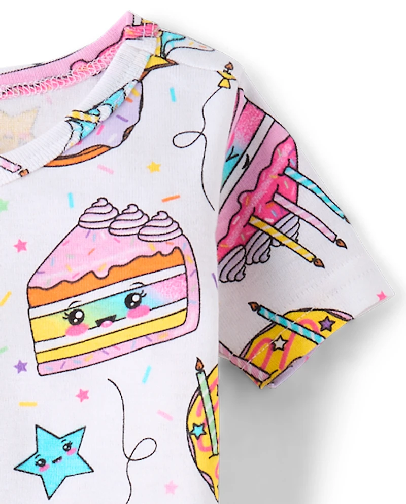 Baby And Toddler Girls Birthday Dessert Snug Fit Cotton Pajamas