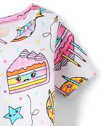 Baby And Toddler Girls Birthday Dessert Snug Fit Cotton Pajamas