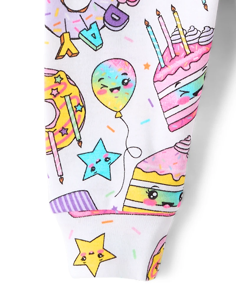 Baby And Toddler Girls Birthday Dessert Snug Fit Cotton Pajamas