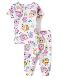 Baby And Toddler Girls Birthday Dessert Snug Fit Cotton Pajamas