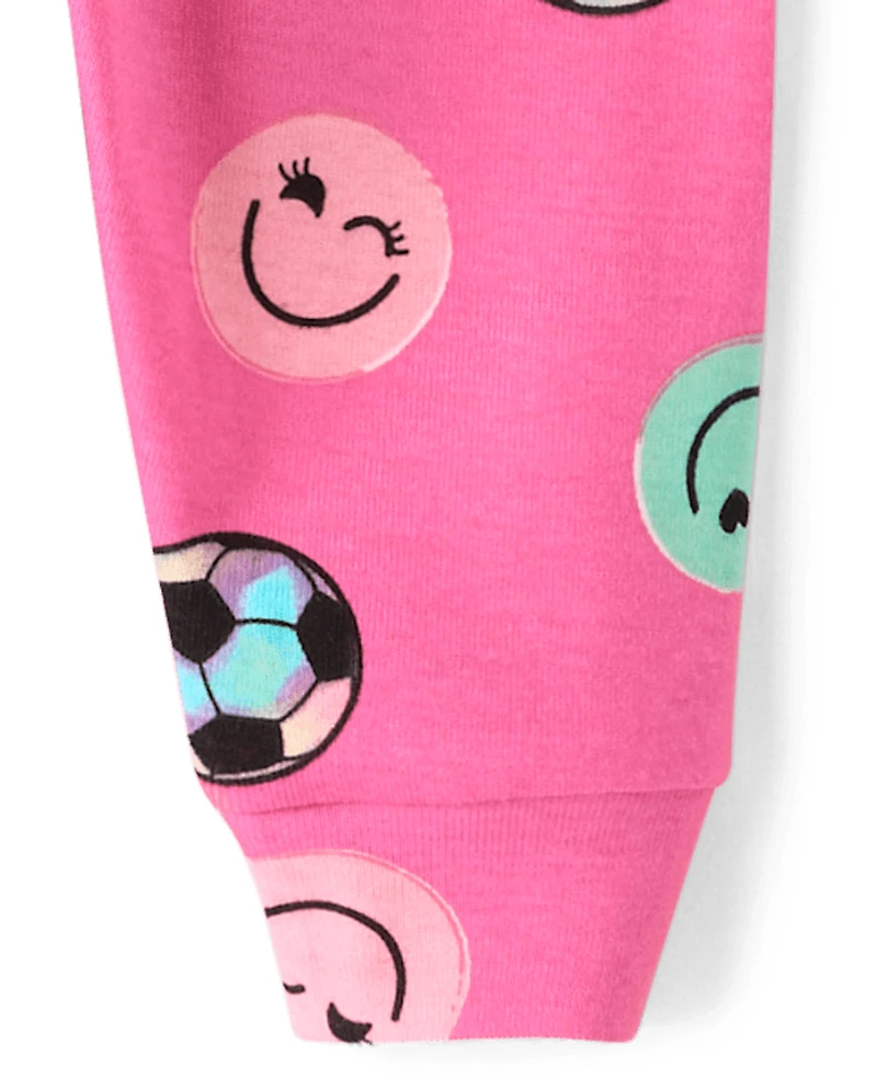 Baby And Toddler Girls Big Soccer Goals Snug Fit Cotton Pajamas