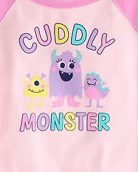 Baby And Toddler Girls Cuddly Monster Snug Fit Cotton Pajamas
