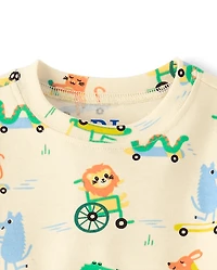 Baby And Toddler Boys Animal Wheels Snug Fit Cotton Pajamas