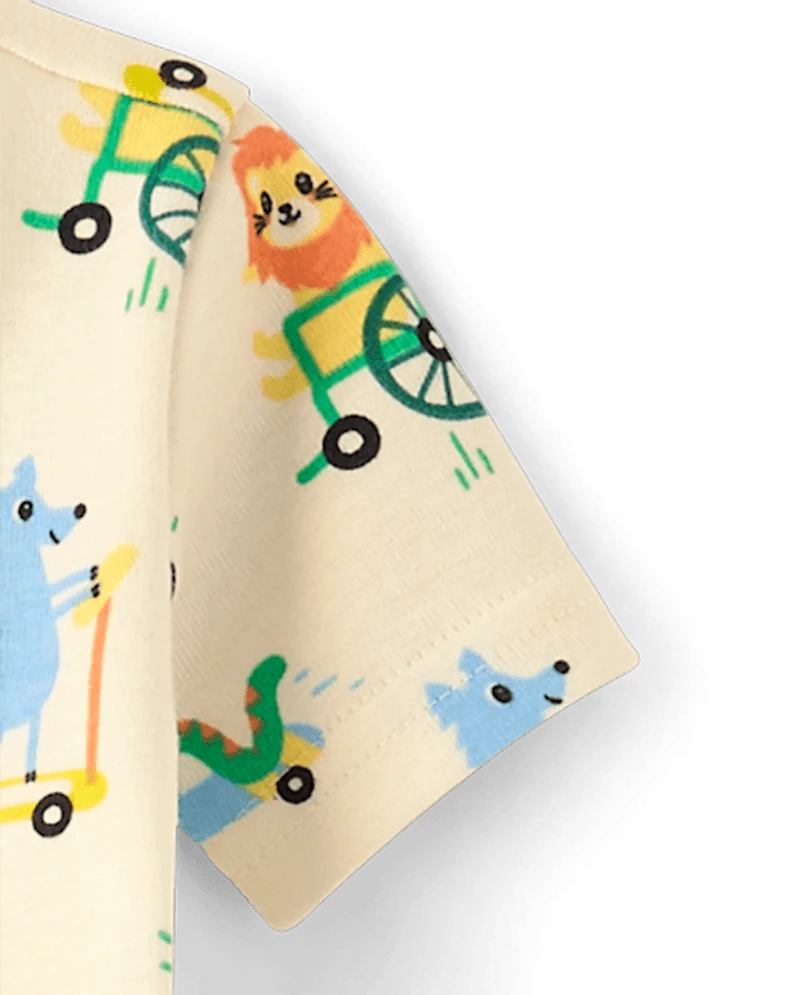 Baby And Toddler Boys Animal Wheels Snug Fit Cotton Pajamas