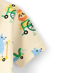 Baby And Toddler Boys Animal Wheels Snug Fit Cotton Pajamas