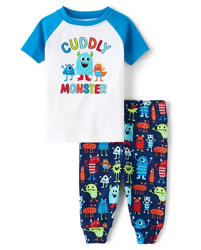 Pyjama en coton doux et confortable à motif monstre pour bébés petits garçons