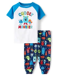 Pyjama en coton doux et confortable à motif monstre pour bébés petits garçons