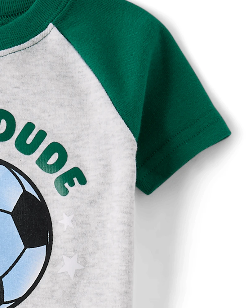 Pyjamas en coton ajustés pour bébés et petits garçons, motif grands buts de football