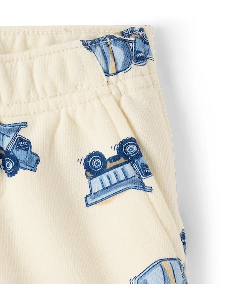 Baby And Toddler Boys Construction Vehicle French Terry Active Shorts
