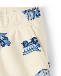Baby And Toddler Boys Construction Vehicle French Terry Active Shorts
