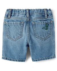 Short en jean brodé dinosaure pour bébés et petits garçons