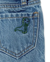 Short en jean brodé dinosaure pour bébés et petits garçons