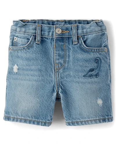 Baby And Toddler Boys Embroidered Dino Jean Shorts